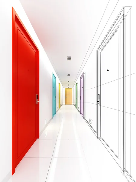 Skiss design inredning Hall — Stockfoto