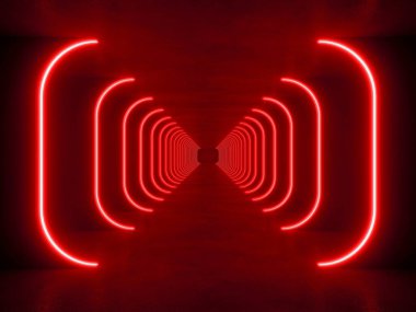 İçi boş kırmızı modern ışıklandırma, 3 boyutlu bilim kurgu kavramı