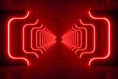 İçi boş kırmızı modern ışıklandırma, 3 boyutlu bilim kurgu kavramı