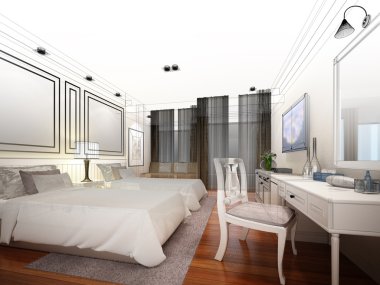 soyut kroki tasarımı iç yatak odası