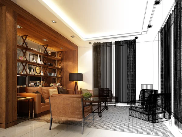 Sketch design of interior living — Stock Photo, Image
