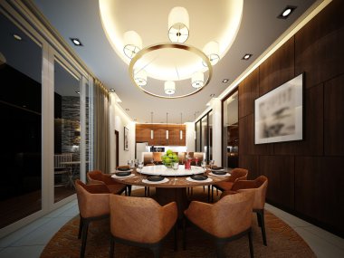 3D rtender iç yemek odası