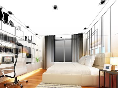 soyut kroki tasarımı iç yatak odası