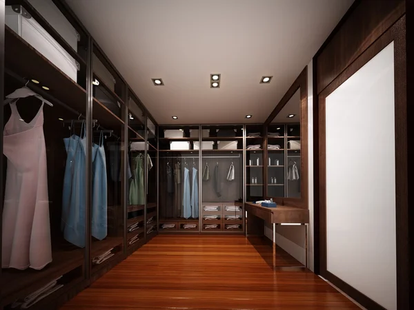 3d renderização de interior walk-in closet — Fotografia de Stock