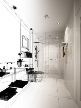 Soyut kroki tasarım iç banyo