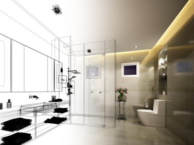 Soyut kroki tasarım iç banyo