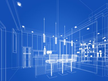 soyut kroki tasarımı iç mutfak