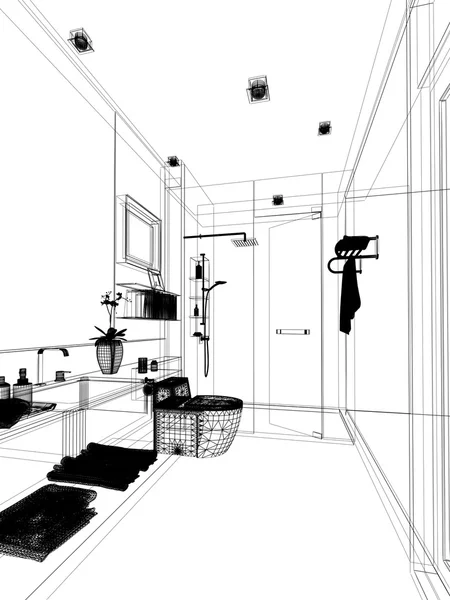 Abstract sketch design of interior bathroom — Stock Photo, Image