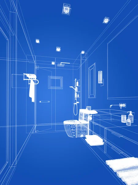 Diseño abstracto de boceto de baño interior — Foto de Stock