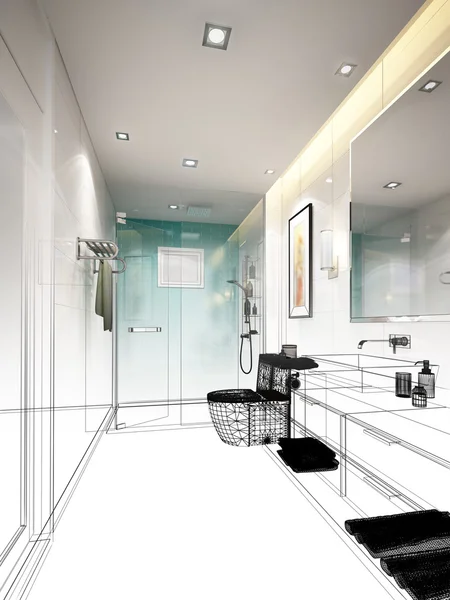 内部のバスルームの抽象的なスケッチ デザイン — ストック写真