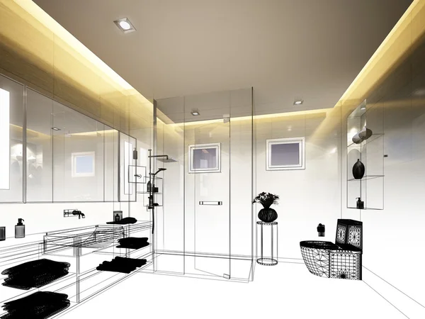 Esquisse abstraite design de salle de bain intérieure — Photo