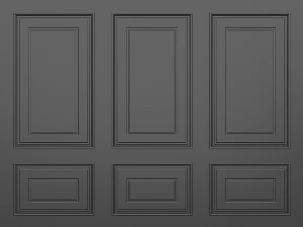 Klasyczne czarne ściany, 3d render — Zdjęcie stockowe