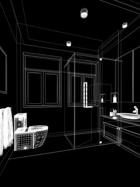 Esquisse abstraite design de salle de bain intérieure — Photo