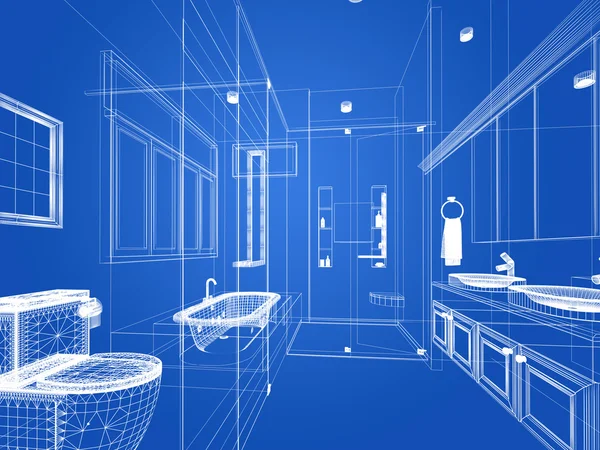 Diseño abstracto de boceto de baño interior — Foto de Stock