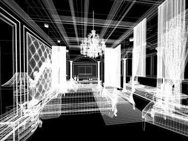 soyut kroki tasarım iç lüks yatak odası