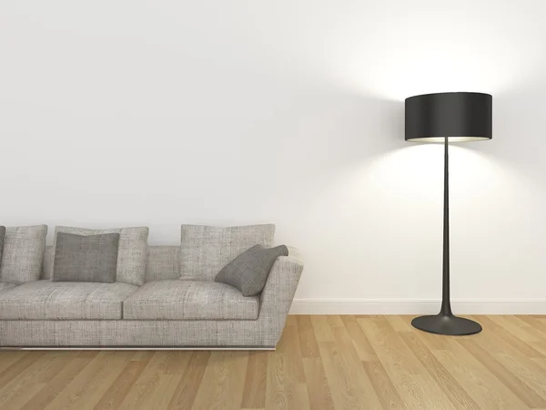Гостиная с диваном и напольной лампой -3d рендеринг — стоковое фото