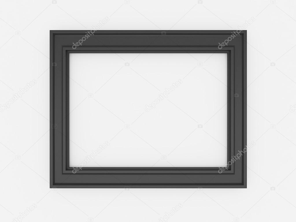 3d empty vintage frames on white wall