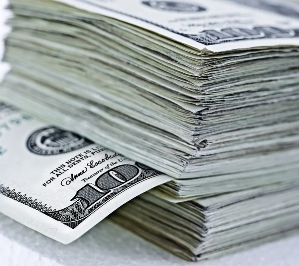 Stack of hundred dollar bills — Stock Photo, Image