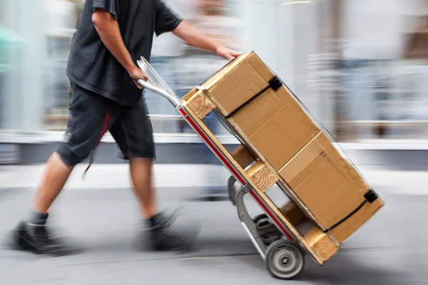 Delivery with dolly by hand — Stock Photo, Image