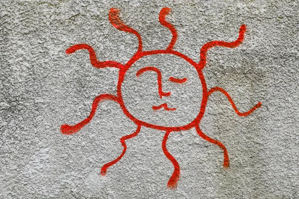 Εικόνα Του Ήλιου Ένα Κοντινό Δομικό Τοίχο — Φωτογραφία Αρχείου