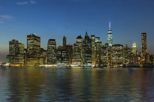 Panorama New York City at night — Stock Photo, Image