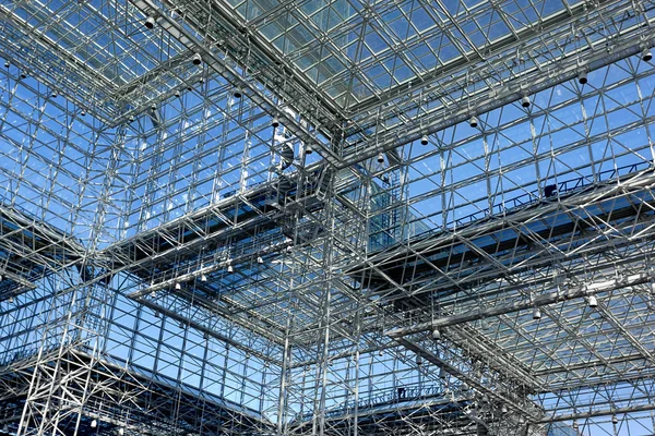 Architecture blue glass ceiling inside contemporary business hal — Stock Photo, Image