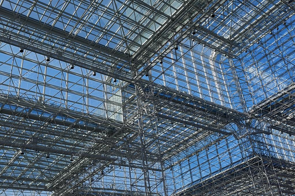 Architecture Blue Glass Ceiling Inside Contemporary Business Hal Architecture Blue Glass Ceiling Inside Contemporary Business Hal Stock Photo