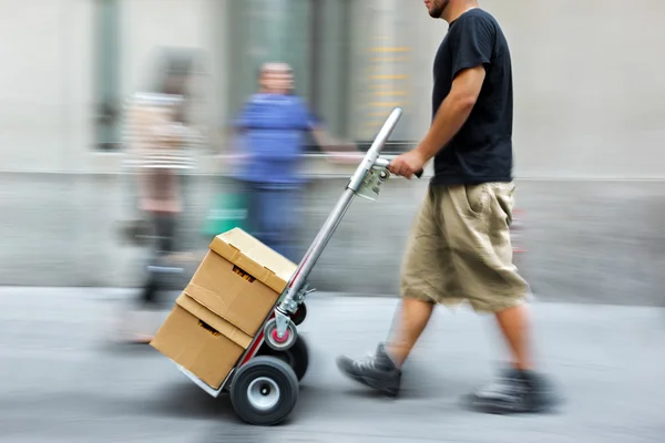 Delivery with dolly by hand — Stock Photo, Image