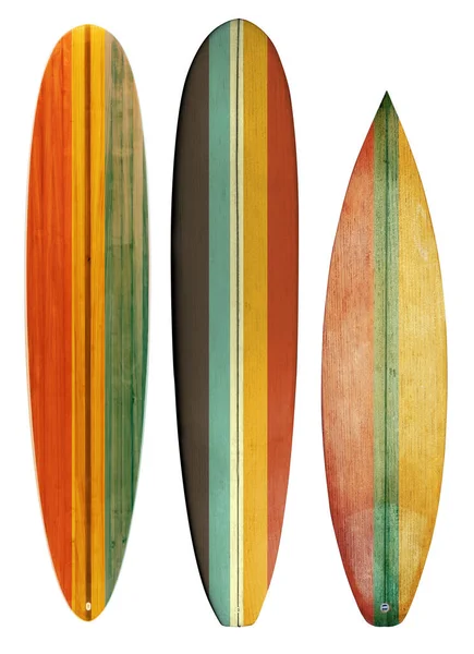 Colecție Vintage Din Lemn Surfboard Izolat Alb Cale Tăiere Pentru — Fotografie, imagine de stoc