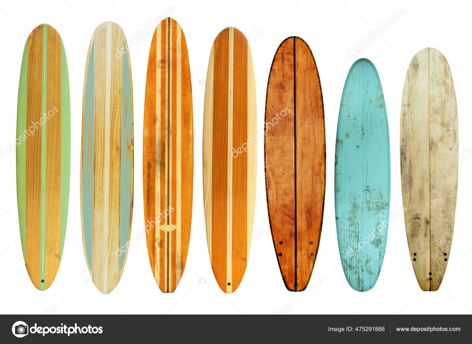 Collection Vintage Wooden Longboard White Clipping Path Object Stock Photo by ©jakkapan 475291888