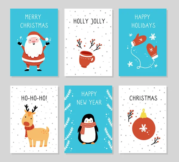 Plantilla de diseño de tarjeta de Navidad con carácter lindo con texto. — Archivo Imágenes Vectoriales