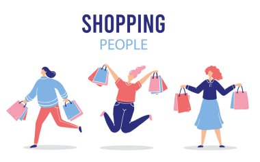 Satılık karikatür kadın seti.