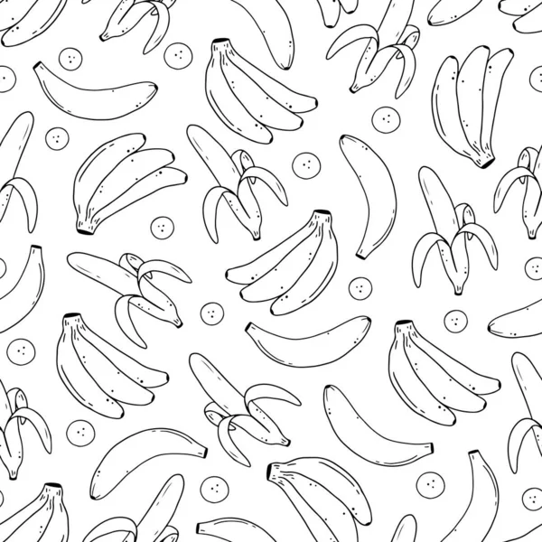 Płynny wzór ręcznie rysowanych owoców bananowych. Doodle styl szkic. — Wektor stockowy