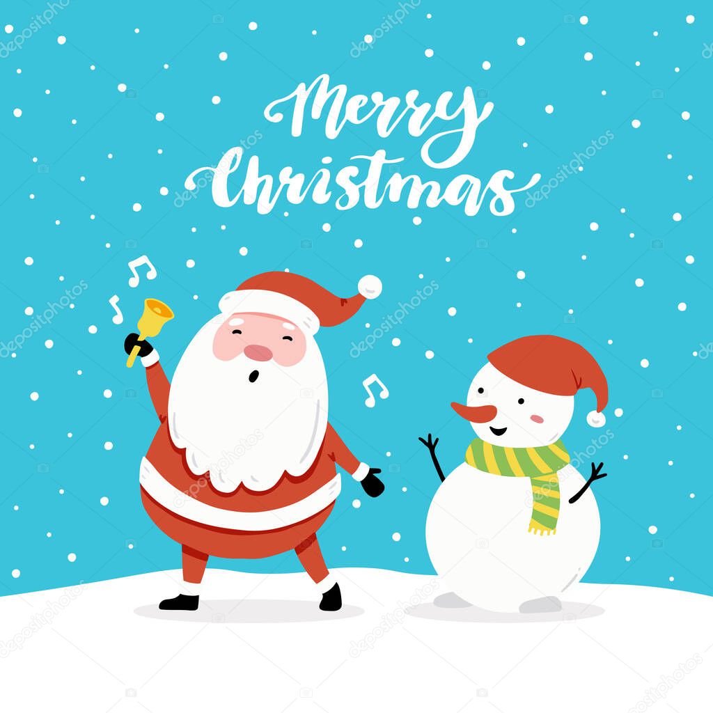 Christmas card design template with cute character with text.