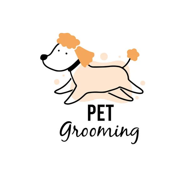 Cute puppy dog pet grooming. — Stock Vector
