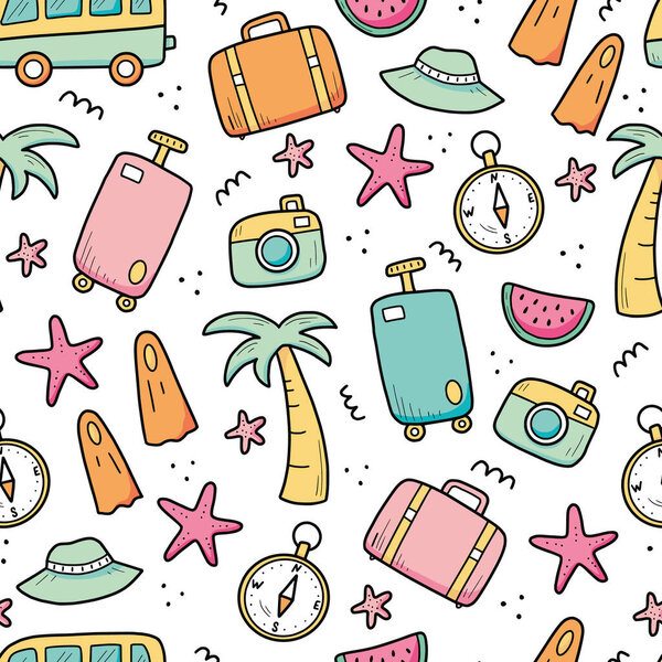 Ручной рисунок бесшовный шаблон путешествия