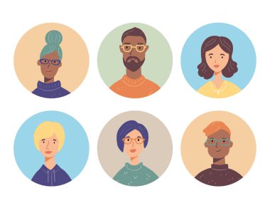 Gözlüklü bir grup genç avatarla.