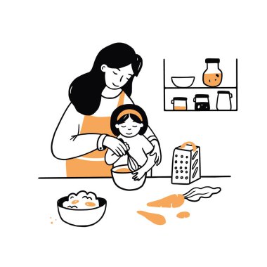 El yapımı genç bir kadın ve çocuk.