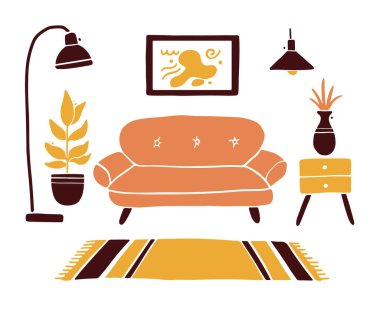 Oturma odasının mobilyalı hali