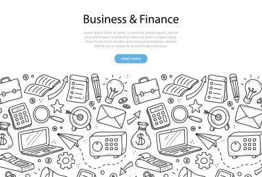 İş ve finans unsurlarının el çizimi sancağı