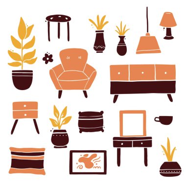 Oturma odası mobilyası koleksiyonu.