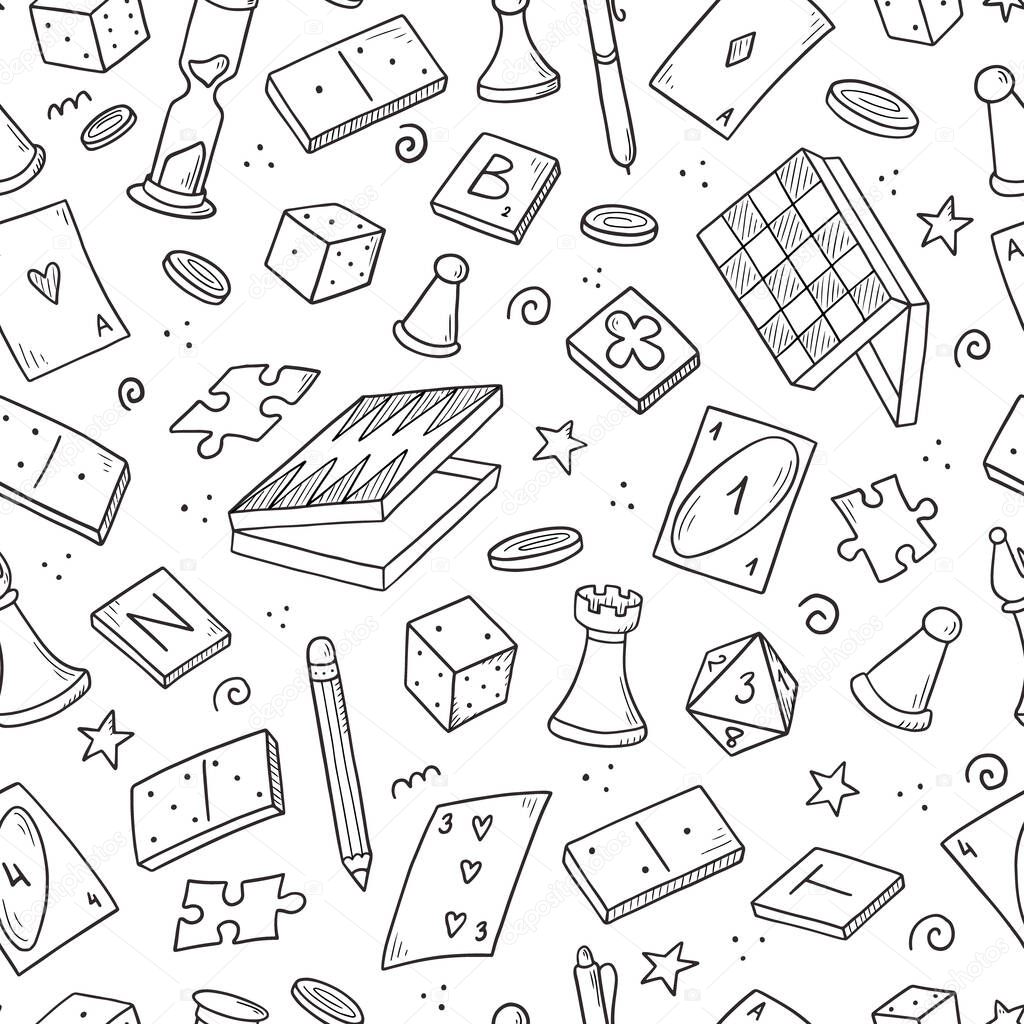 Hand drawn seamless pattern of board game