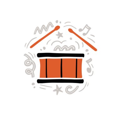 Davul ve bagetler müzik çalıyor.