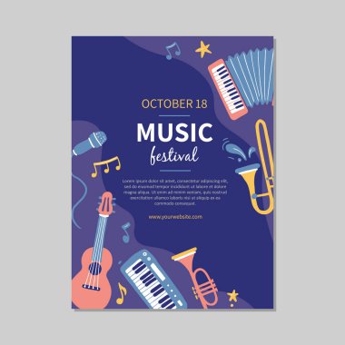 El çizimi müzik festivali afişleri