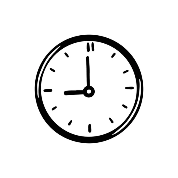 Horloge dessinée à la main de couleur rouge — Image vectorielle