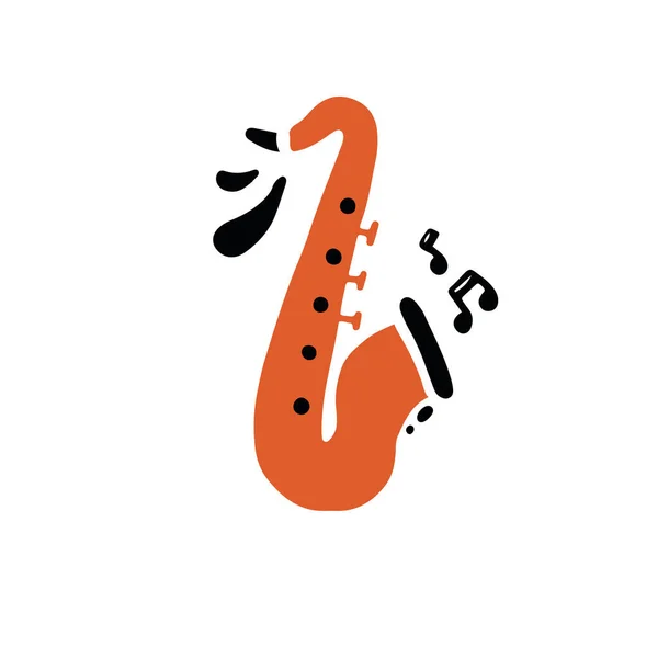 Saxofón minimalista tocando música creativa — Vector de stock