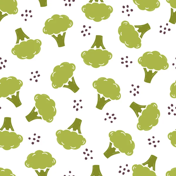 Bezešvé vzor jednoduché brokolice — Stockový vektor