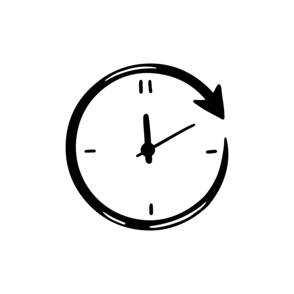 Relógio desenhado à mão de cor balck —  Vetores de Stock