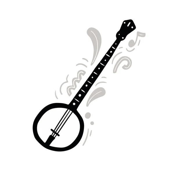 Hand drawn flat style banjo — Stock Vector