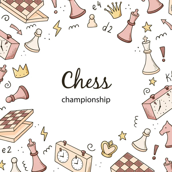 Modello di banner disegnati a mano con scacchi a cartoni animati — Vettoriale Stock